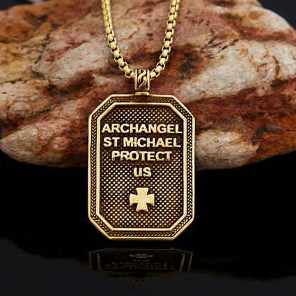 Classic Style St. Michael the Archangel Protection Stainless Steel Pendant Necklace