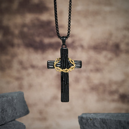 Jesus Crown Of Thorns Cross Sacred Protection Pendant Necklace
