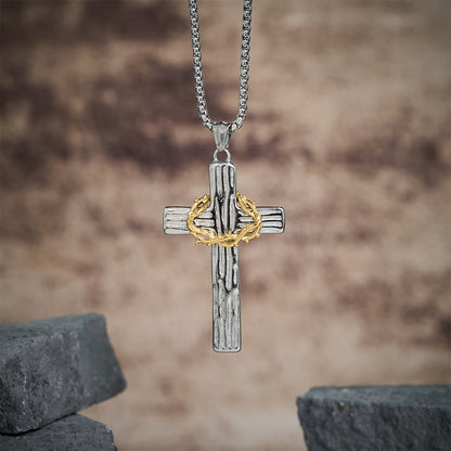Jesus Crown Of Thorns Cross Sacred Protection Pendant Necklace