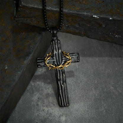 Jesus Crown Of Thorns Cross Sacred Protection Pendant Necklace