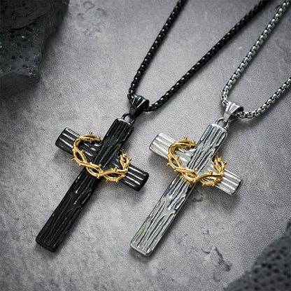 Jesus Crown Of Thorns Cross Sacred Protection Pendant Necklace