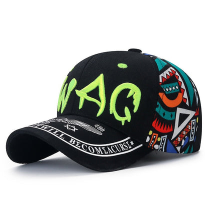 Letter-Printed Embroidered Cotton Baseball Cap