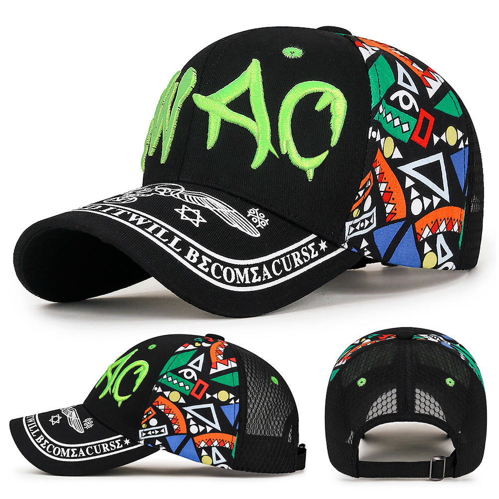 Letter-Printed Embroidered Cotton Baseball Cap