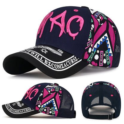 Letter-Printed Embroidered Cotton Baseball Cap
