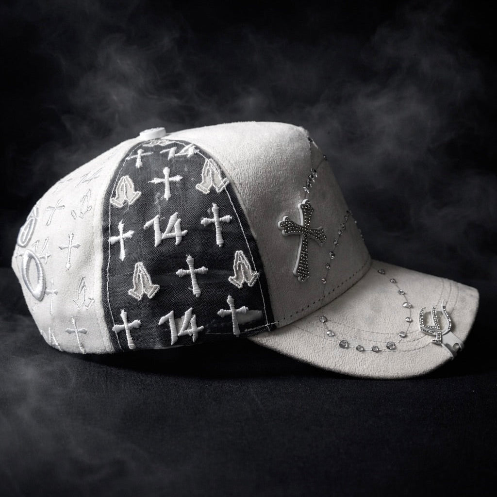 Bible Long Chain White Cap