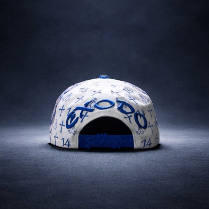 Bible Long Chain White Blue Cap
