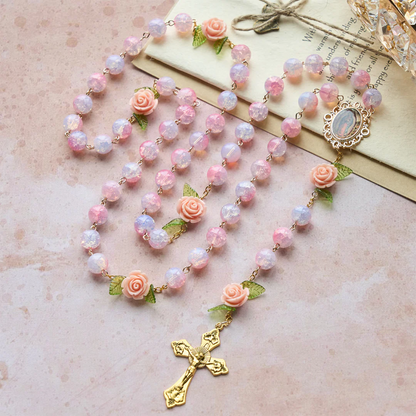 FREE Today: Virgin Mary with Rose-Accented Rosary: Timeless Faith & Floral Faith Symbol