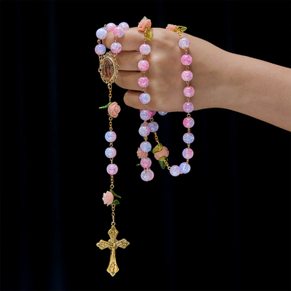 FREE Today: Virgin Mary with Rose-Accented Rosary: Timeless Faith & Floral Faith Symbol