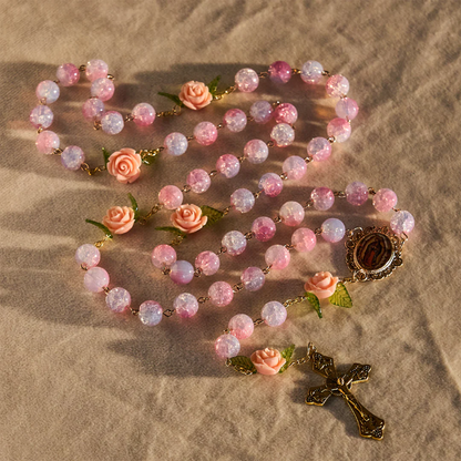 FREE Today: Virgin Mary with Rose-Accented Rosary: Timeless Faith & Floral Faith Symbol