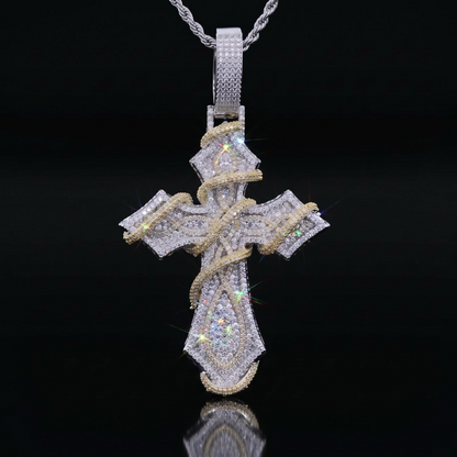 Iced Out Two-tone Thorn Cross Pendant