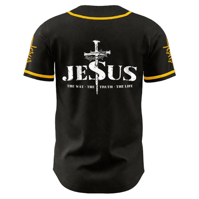 Jesus Cross Nail and Crown of Thorns Baseball Jersey