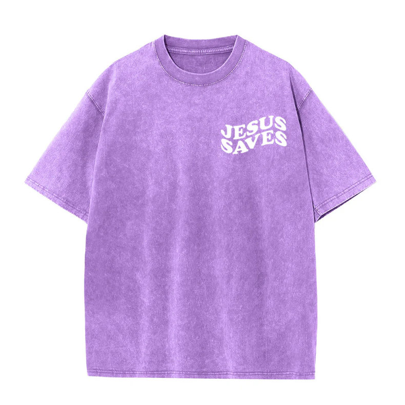 Jesus Saves Cross Graphic Unisex Washed T-Shirt