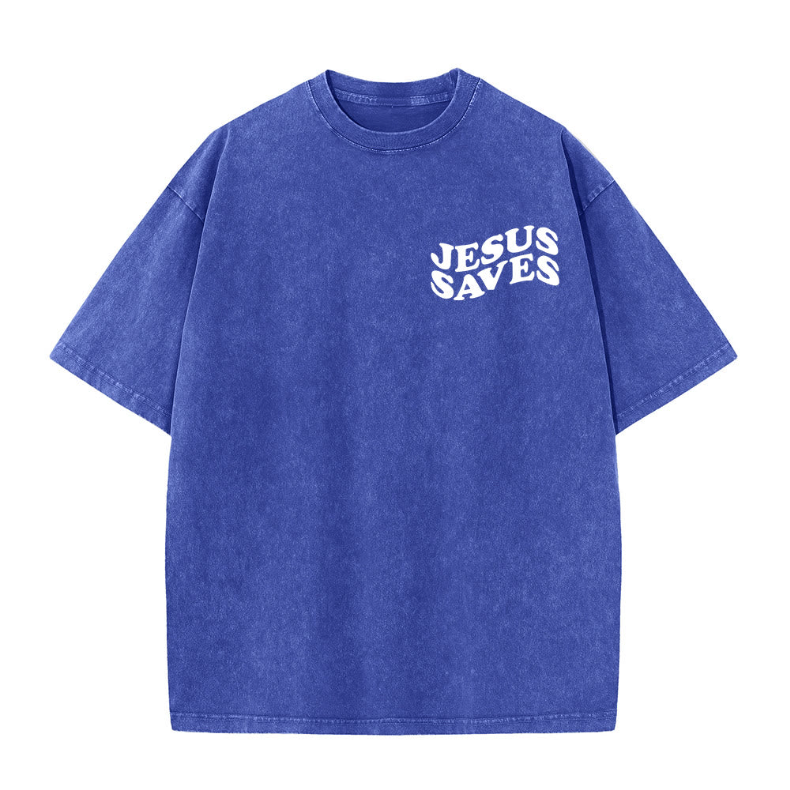 Jesus Saves Cross Graphic Unisex Washed T-Shirt