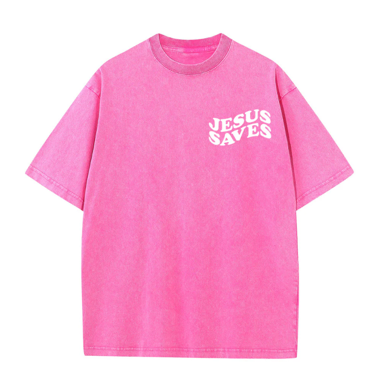 Jesus Saves Cross Graphic Unisex Washed T-Shirt