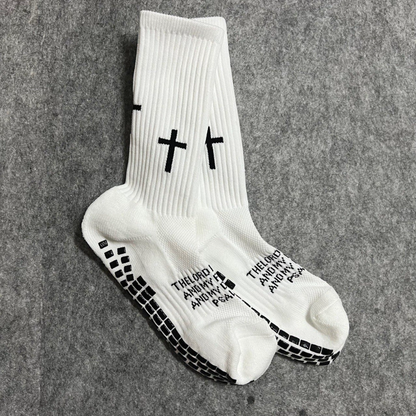 Biblical Quote Grip Soccer Unisex Socks: Walk Daily in Divine Guidance