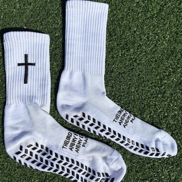 Biblical Quote Grip Soccer Unisex Socks: Walk Daily in Divine Guidance