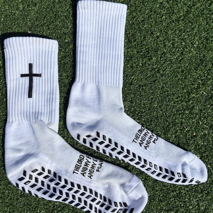 Biblical Quote Grip Soccer Unisex Socks: Walk Daily in Divine Guidance