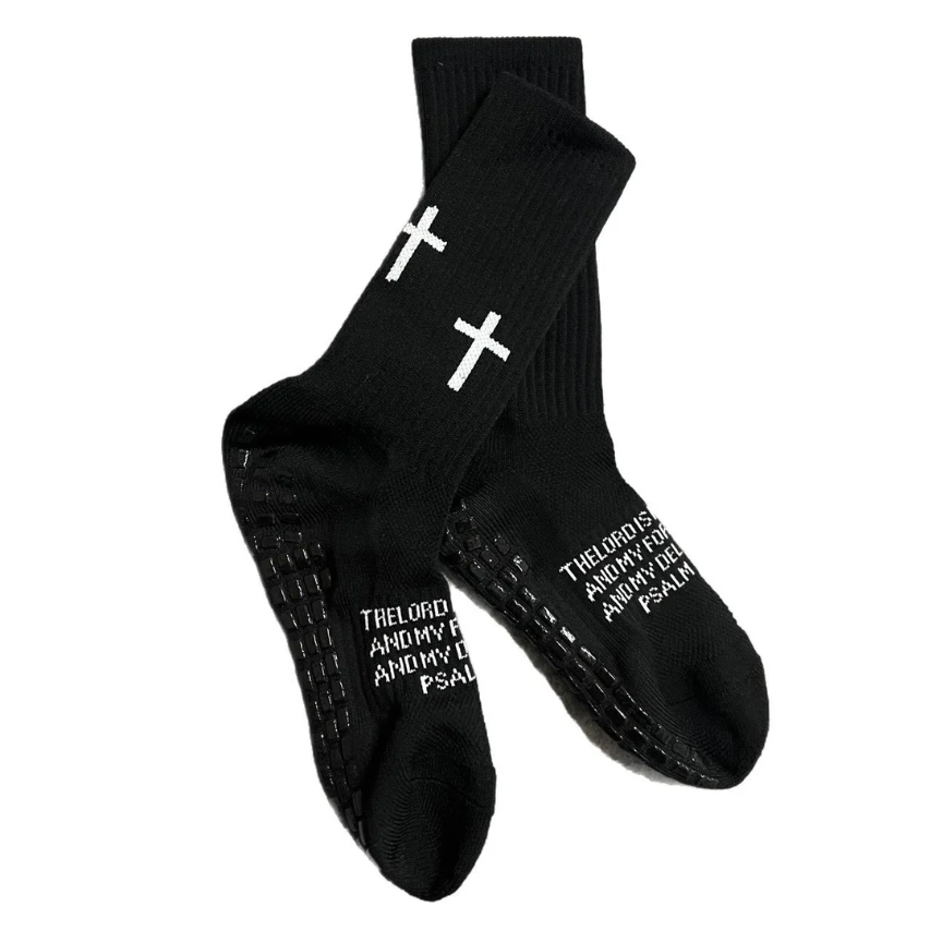 Biblical Quote Grip Soccer Unisex Socks: Walk Daily in Divine Guidance