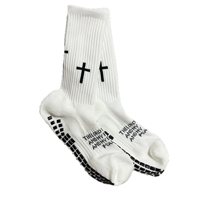 Biblical Quote Grip Soccer Unisex Socks: Walk Daily in Divine Guidance
