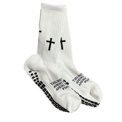 Biblical Quote Grip Soccer Unisex Socks: Walk Daily in Divine Guidance