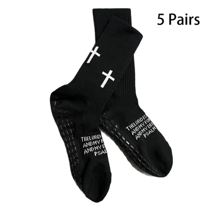 Biblical Quote Grip Soccer Unisex Socks: Walk Daily in Divine Guidance