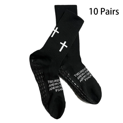 Biblical Quote Grip Soccer Unisex Socks: Walk Daily in Divine Guidance