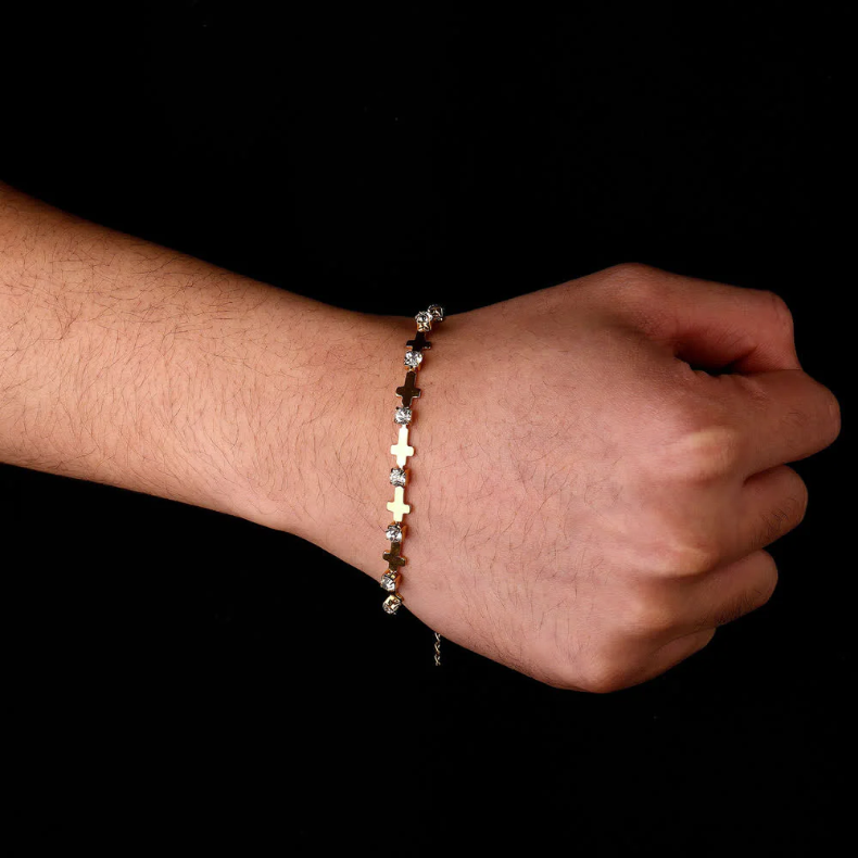 FREE Today: Elegant Everyday Gold Cross Chain Bracelet with Sparkling Rhinestone