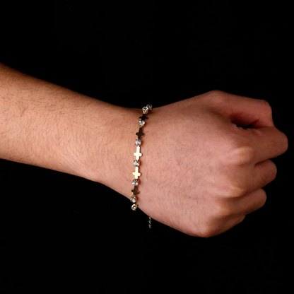 FREE Today: Elegant Everyday Gold Cross Chain Bracelet with Sparkling Rhinestone