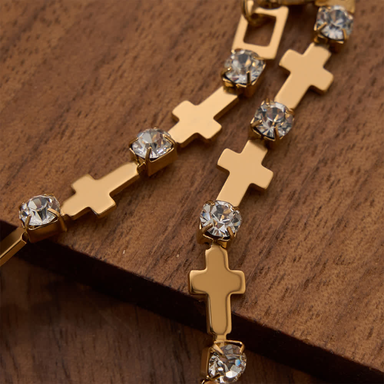 FREE Today: Elegant Everyday Gold Cross Chain Bracelet with Sparkling Rhinestone