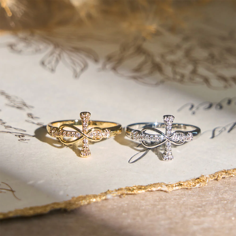 FREE Today: Golden/Silver Mobius Cross Ring: Carry His Grace in Daily Wear