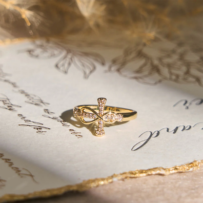FREE Today: Golden/Silver Mobius Cross Ring: Carry His Grace in Daily Wear